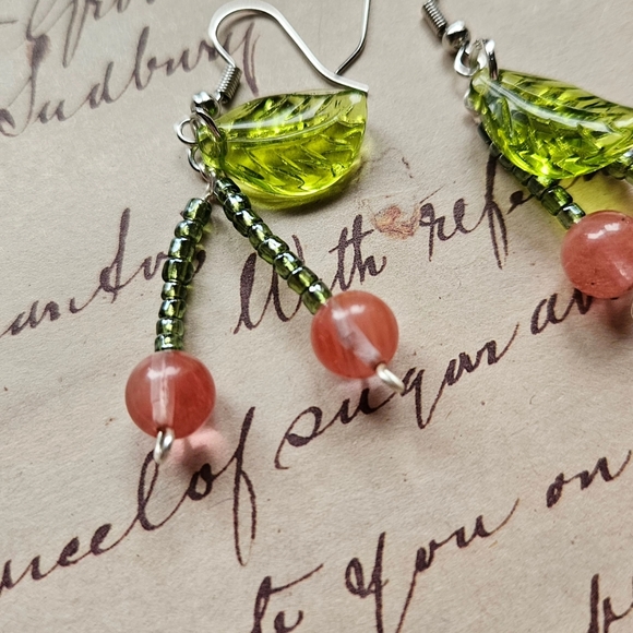 Cherry Quartz Earrings - Picture 3 of 6